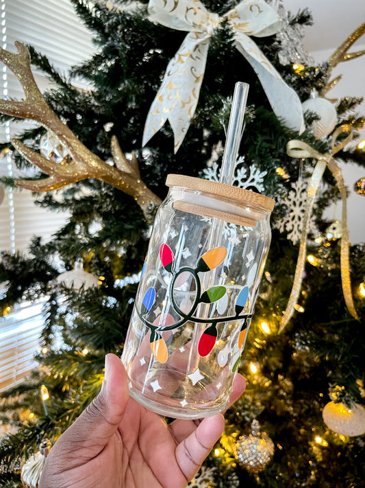 Christmas Lights 16oz. Glass Cup