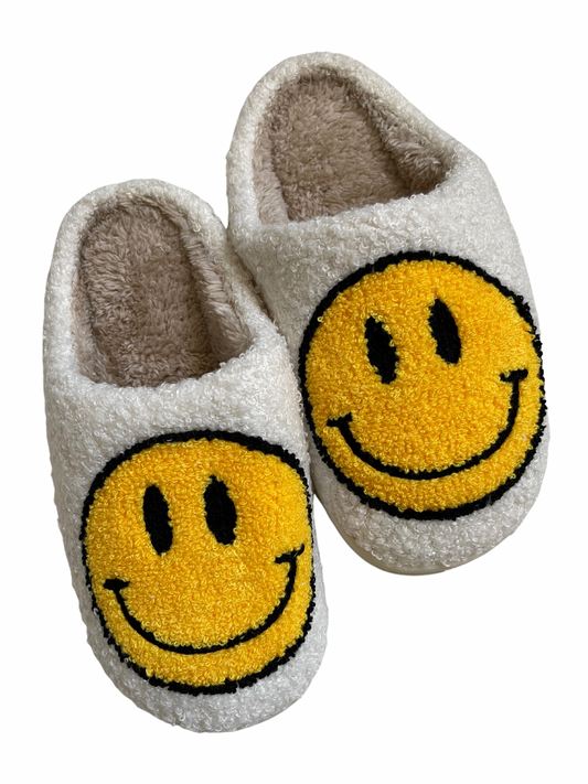 White Smiley Slippers