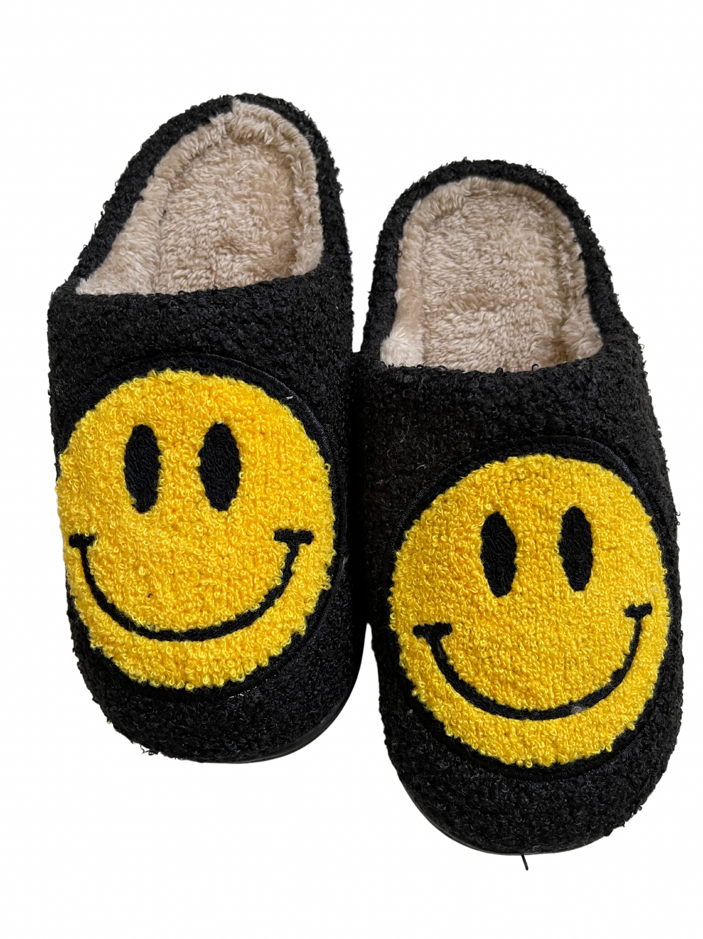 Black Smiley Slippers